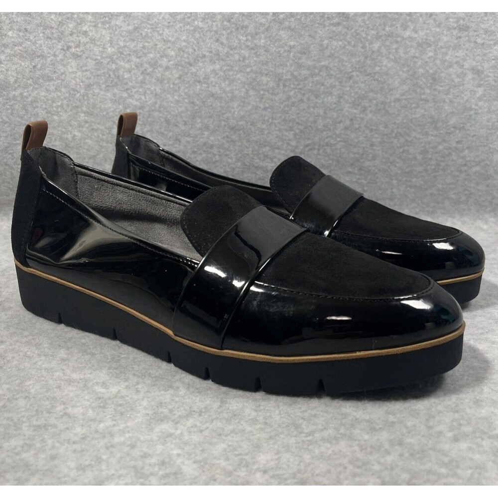 Dr. Scholl's Webster Loafers Women's 8.5 M Black Slip On Faux‎ Patent Microsuede
